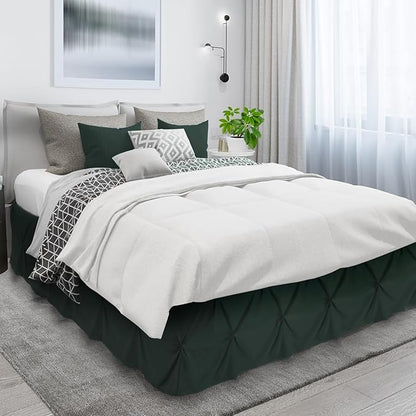 Nestl Forest Green Bed Skirt Full Size, Pinch Pleat Full Bed Skirt, 14" Inch Drop Full Bedskirt, Hotel Quality Forest Green Bed Skirts, Microfiber Bedskirt for Full Bed, Forest Green Full Bed Skirt