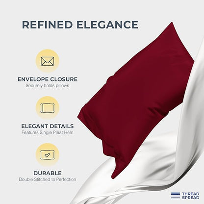 THREAD SPREAD 100% Egyptian Cotton California King Size - 1500 Thread Count 4 PC Cal King Sheets, Cooling Sateen, Burgundy