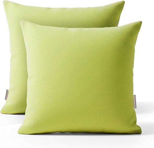 Haven & Glow Decorative Throw Pillow Cover – Square Cushion Case with Zipper | Modern Sofa, Couch & Bed Accent Pillow Covers for Living Room, Bedroom & Home Decor | 24 x 24 Inch – Green – Pack of 2