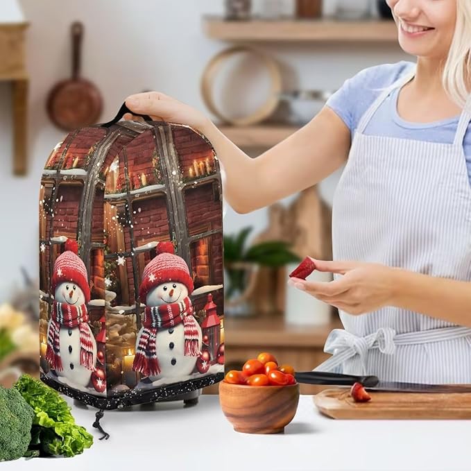 Christmas Snowman Blender Dust Covers with Drawstring, Stand Mixer or Coffee Maker Appliance Cover, Anti Fingerprint Dust Proof Stain Resistant Blender Cover for Home Kitchen