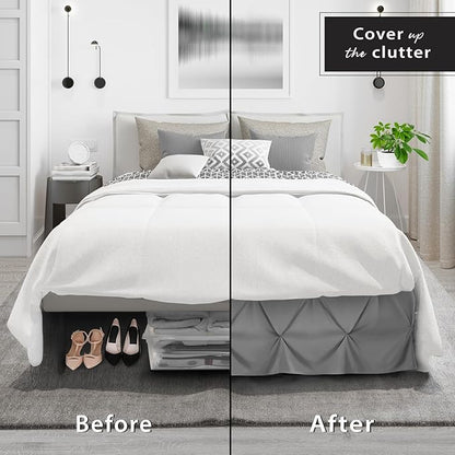 Nestl Dark Grey Bed Skirt Twin Size, Pinch Pleat Twin Bed Skirt, 14" Inch Drop Twin Bedskirt, Hotel Quality Dark Grey Bed Skirts, Premium Microfiber Bedskirt for Twin Bed, Dark Grey Twin Bed Skirt