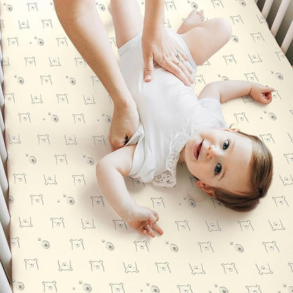 KeaBabies 2-Pack Baby Crib Sheets for Boys, Girls - 52x28 Viscose Derived from Bamboo Toddler Bed Sheets Neutral, Fitted Crib Mattress Cover for Standard Baby Bedding, Soft & Cozy (Bumble Bear)