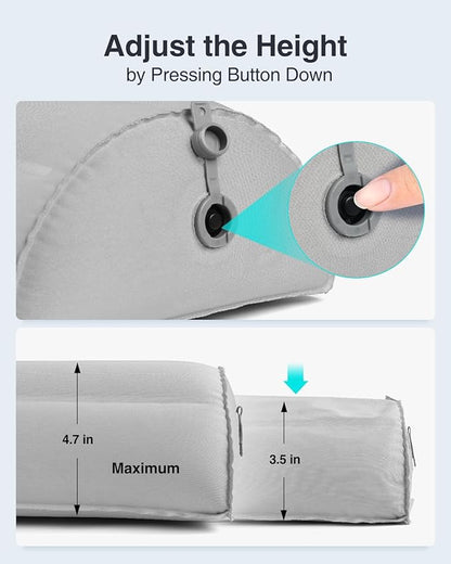 Luxtude Inflatable Bolster Pillow for Legs, Half Moon Pillow Knee Pillow for Back Sleeping, Leg Pillow for Side Sleeping, Leg Elevation Pillow for Knee Support, Lower Back & Head, Ankle and Foot