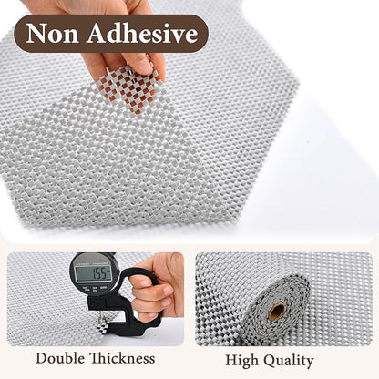 Drawer and Shelf Liner for Kitchen Cabinet: 23.6 in X 30 Ft Non Slip Waterproof Shelf Paper Non Adhesive Refrigerator Liners Light Gray Easy Liners for Bathroom