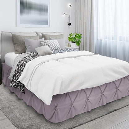 Nestl Dusty Purple Bed Skirt King Size, Pinch Pleat King Bed Skirt, 14" Inch Drop King Bedskirt, Hotel Quality Dusty Purple Bed Skirts, Microfiber Bedskirt for King Bed, Dusty Purple King Bed Skirt