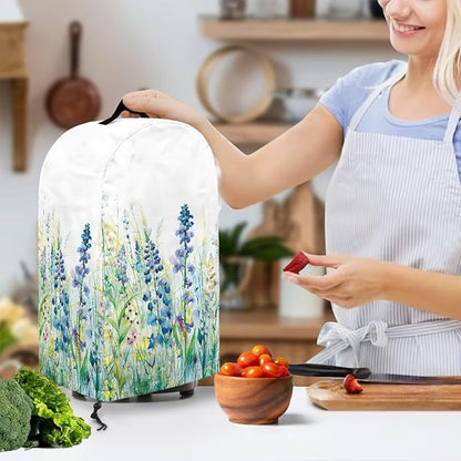 Blue Green Floral Coffee Machine Dust Cover Appliance Dust Covers Anti Fingerprint Polyester Dust Proof Blender Cover for Home Kitchen Blender Juicer Dust Cover