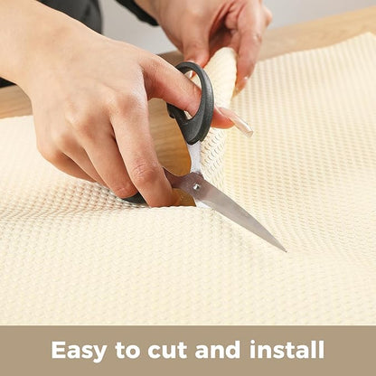 100% EVA Shelf Liner for Kitchen Cabinet, 24" x 360" Drawer Liners Non Adhesive Non Slip Waterproof Plastic Paper, Dresser Pantry Bathroom Refrigerator Protector, Cream