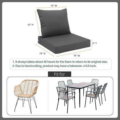 Favoyard Outdoor Seat Cushion Set 19 x 19 Inch Waterproof & Fade Resistant Patio Furniture Cushions with Removable Cover Deep Seat & Back Cushion with Handle and Adjustable Straps for Chair Sofa Couch