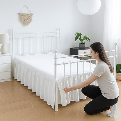 Ruffled Bed Skirt with Split Corners - White, Queen, 18 Inch Drop Bedskirt Expertise Tailored fit Wrinkle Free Dust Ruffled Bed Skirt (Available in All Bed Sizes and 10 Colors)