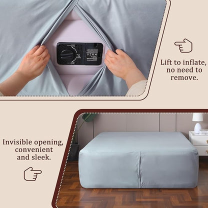 Twin Fitted Sheet for Air Mattress, with 18-24 Inch Extra Deep Pocket, Soft Breathable Air Bed Mattress Sheet Cover for Inflatable Bed, Grey