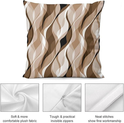Brown Throw Pillow Covers Modern Abstract Grey and Brown Striped Decorations for Bedroom Living Room Farmhouse Sofa Pillows Bed Couch 12x12 Inch