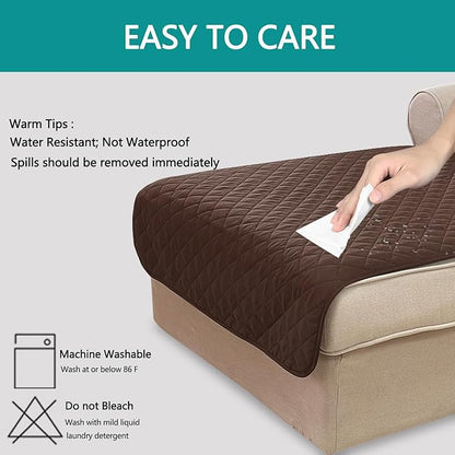 U-NICE HOME Sectional Couch Cover for Dogs Chaise Lounge Reversible Sofa Cover Furniture Protector Cover for Pets with Elastic Adjustable Strap (Chaise Lounge, Chocolate/Chocolate)