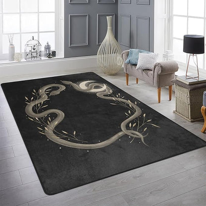 9CH Black Snake Area Rugs 5'x7' Modern Gothic Serpent Rugs Floor Carpet Snake Non-Slip for Soft Witchy Rug Floor Carpet for Bedroom Living Room Dining Room Office