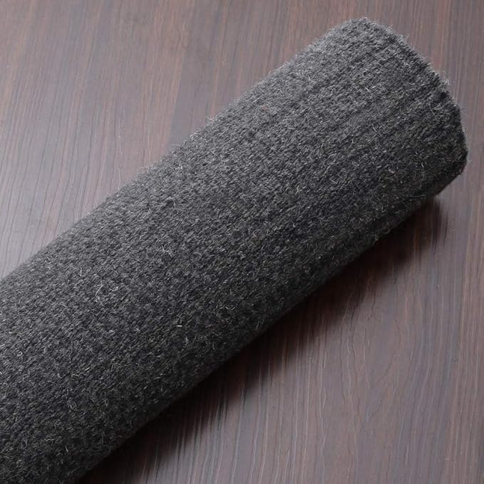 Rugsotic Carpets Hand Woven Flat Weave Kilim Wool ECO-Friendly Area Rugs - 9'x12', Rectangle Shape, Charcoal Color, Solid Plain Design, Low Pile Handmade Rugs for Living Room, Bed Room (D00111)