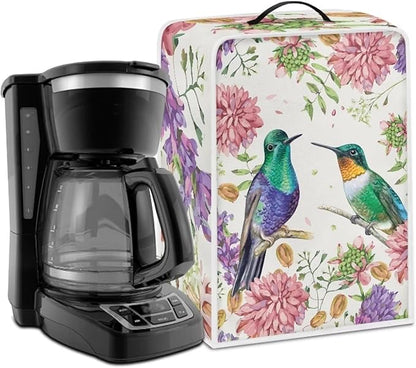 Mumeson Hummingbird Floral Coffee Maker Cover Washable Coffee Machine Cover for Home Office Durable Kitchen Accessories Decor Fit for Most Standard Blenders