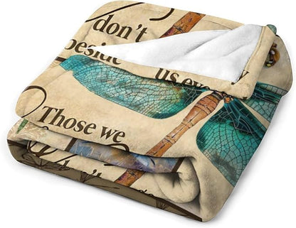 Dragonfly Print Blanket Dragonflies Memorial Throw Blankets Gifts for Couch Sofa Bed Stuff Decor Lightweight Soft Cozy Plush Warm Flannel for Lover Men Women Adults 60"x80"