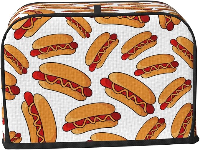 Fun Hot Dog Food 2 Slice Toaster Cover, Waterproof Toaster Dust Cover Bread Maker Protective For Small Kitchen Appliance Dining Room Home Table Decor Gifts