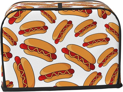 Fun Hot Dog Food 2 Slice Toaster Cover, Waterproof Toaster Dust Cover Bread Maker Protective For Small Kitchen Appliance Dining Room Home Table Decor Gifts