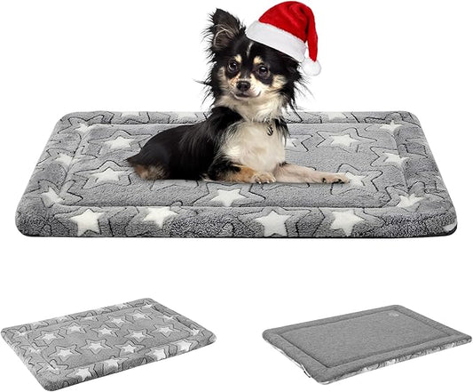 EMPSIGN Dog Crate Pad - Reversible Kennel Mat (Cool & Warm), Machine Washable, Cozy Star Pattern Sleeping Pad for Small Medium Large Dogs, All-Season Pet Bed, Suitable for 24"x18" Dog Crate, Grey