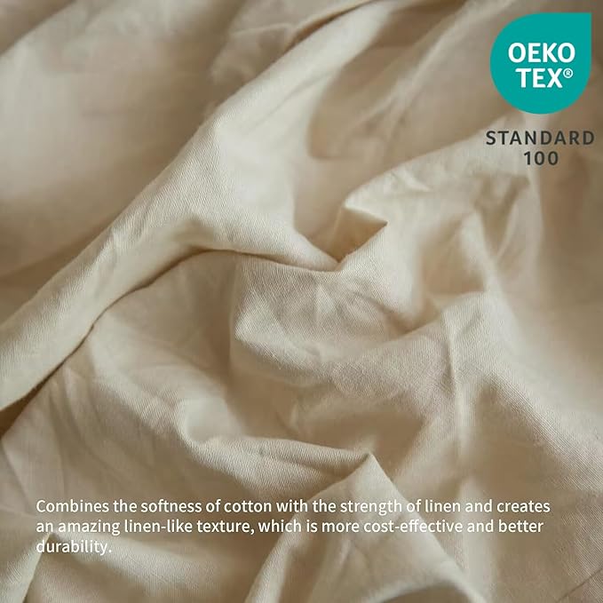 BISELINA French Linen Bed Skirt with Pleated Frills 22-Inch Tailored Drop Natural Flax Cotton Blend Dust Ruffle Soft Cozy Farmhouse Bedding (22" King, Linen)