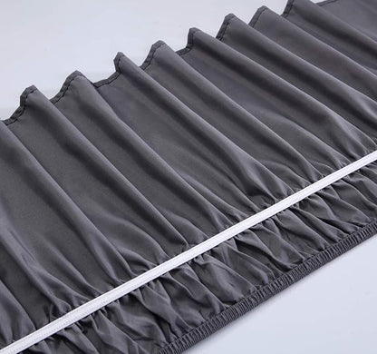 MEILA Wrap Around Bed Skirt Three Fabric Sides Elastic Dust Ruffled 14 Inch Tailored Drop,Easy to Install Fade Resistant-Dark Grey, Twin/Full