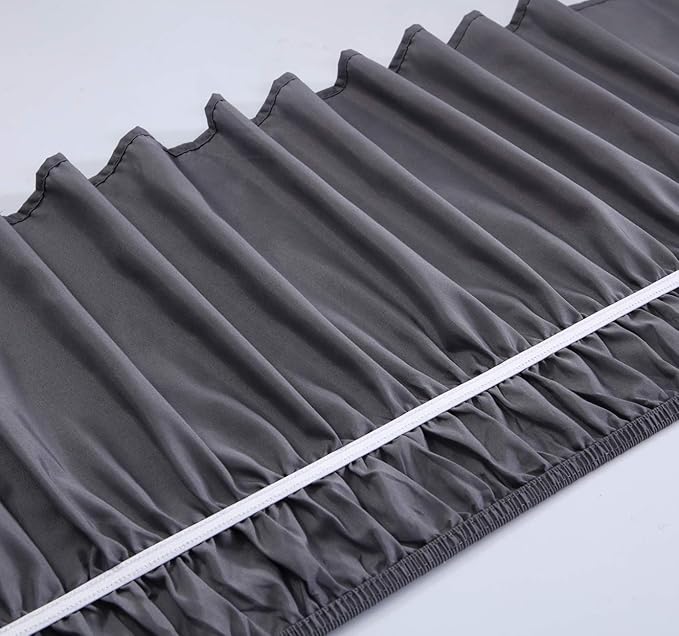 MEILA Wrap Around Bed Skirt Three Fabric Sides Elastic Dust Ruffled 24 Inch Tailored Drop,Easy to Install Fade Resistant-Dark Grey, Twin/Full