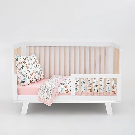 Little Unicorn Toddler Bedding 3-Piece Set | Super Soft & Breathable Muslin Fabric | for Convertible Cribs & Toddler Beds (Butterflies)