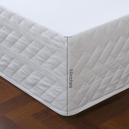 Queen Bed Skirt-Box Spring Cover with 14 Inch Tailored Drop,Wrinkle and Fade Resistant Hotel Wrap Around Bed Skirts,Bed Frame Cover (Checkered White, Queen)