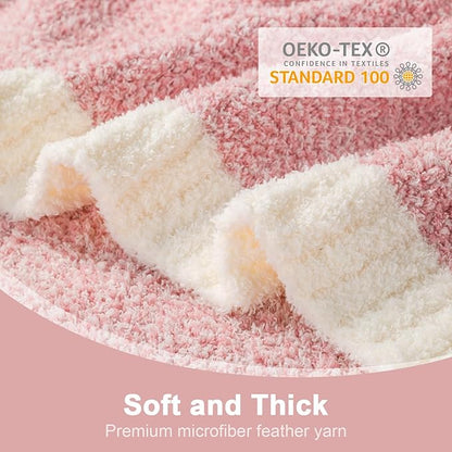 Snuggle Sac Pink Throw Blankets for Couch, Reversible Super Soft Warm Microfiber Blankets Cozy Knit Fuzzy Plush Lightweight Fluffy Throws for Sofa, Bed, Living Room, Heather Pink, 50 x 60 inches