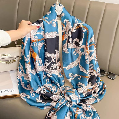 Fashion Scarves Scarf 100% Silk Feeling Scarf Silk Like Scarves Long Lightweight Sunscreen Shawls for Women