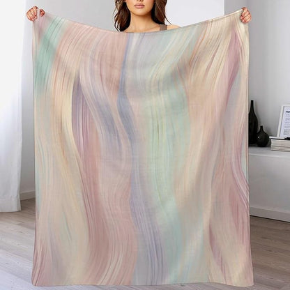 Fashion Gradient Blanket, Modern Abstract Art Colorful Pink Painting Strokes Pattern Soft Warm Cozy Plush Flannel Covers for Livingroom Bedroom Couch Chair Camping Travel Home Decor Tapestry 60x80in