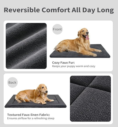 MADE 4 PETS Dog Crate Pad Bed for Extra Large Dogs, Washable & Reversible, Anti-Slip Kennel Mat for Cozy Sleeping, Soft Fluffy Dog Bed for Indoor & Outdoor Use, 48"x30", Dark Gray
