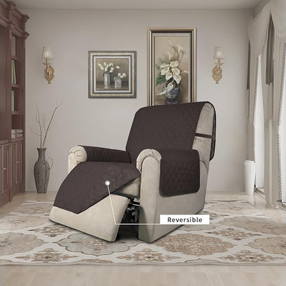 Easy-Going Recliner Chair Slipcover Reversible Sofa Cover Water Resistant Couch Cover Furniture Protector with Elastic Straps for Pets Dog (Recliner 22 inch, Chocolate/Chocolate)