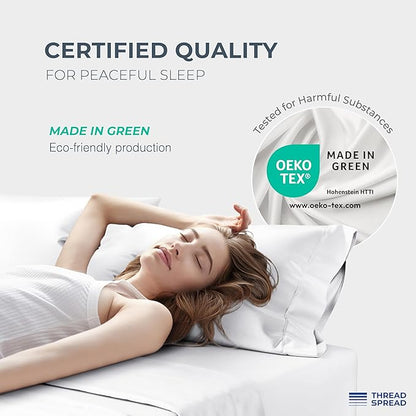 THREAD SPREAD 100% Egyptian Cotton Split King Sheets Sets for Adjustable Bed - Luxury 1500 Thread Count Split Top King Sheets (5 PC, White), Silky Soft, Cooling, Sateen Weave 17" Deep Pocket Sheet Set
