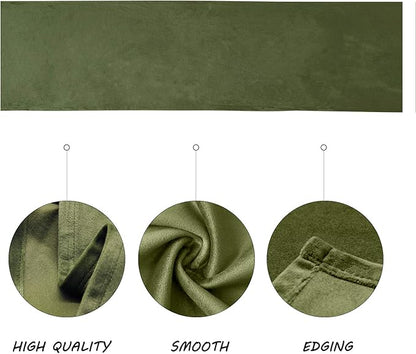 BALCONY & FALCON Velvet Table Runner 14"x51" Olive Luxury Machine Washable Farmhouse Vintage Runner for Table Dining, Party, Wedding, Birthday, Easter, Thanksgiving & Christmas & Home Décor