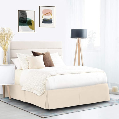 Nestl Cream Full Bed Skirt - Full Size 14 Inch Drop - Brushed Microfiber Hotel Quality Pleated Bed Skirt - Shrinkage & Fade Resistant