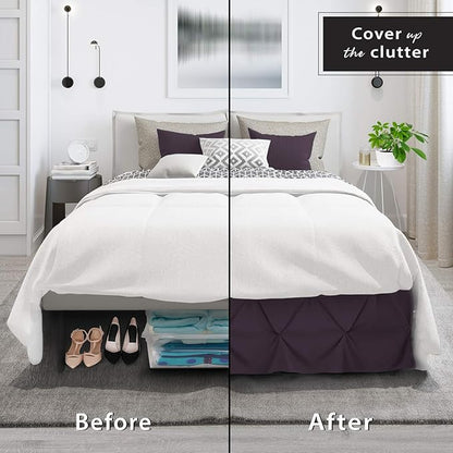 Nestl Purple Bed Skirt - King Size, Pinch Pleat, 14" Drop, Hotel Quality, Premium Microfiber