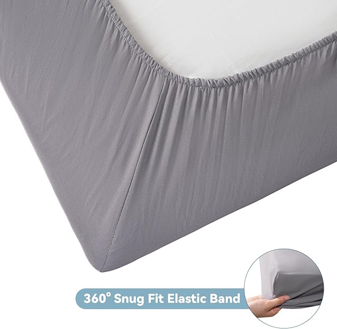 Cot Sheets 31" x 75", Cot Sheet Set 4 Piece for Narrow Twin/RVs Bunk/Camper Bunk/Guest Beds/Army Cots/Trifold Mattress/Travel Size Mattress, Shrinkage & Stain Resistant Cot Sheets Set, Gray