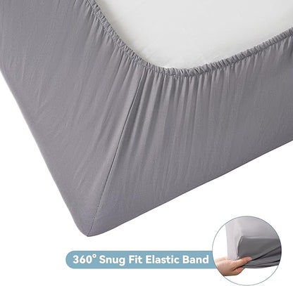 Cot Sheets 31" x 75", Cot Sheet Set 4 Piece for Narrow Twin/RVs Bunk/Camper Bunk/Guest Beds/Army Cots/Trifold Mattress/Travel Size Mattress, Shrinkage & Stain Resistant Cot Sheets Set, Gray