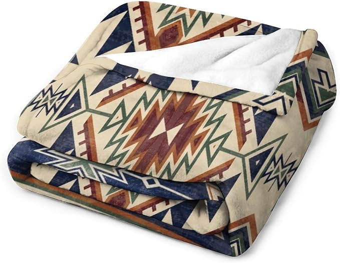 Native Throw Blanket, Southwest Tribal Aztec Pattern Vintage Abstract Ethnic Geometric Print Couch Sofa Bed Plush Throw Blanket 30"x40"