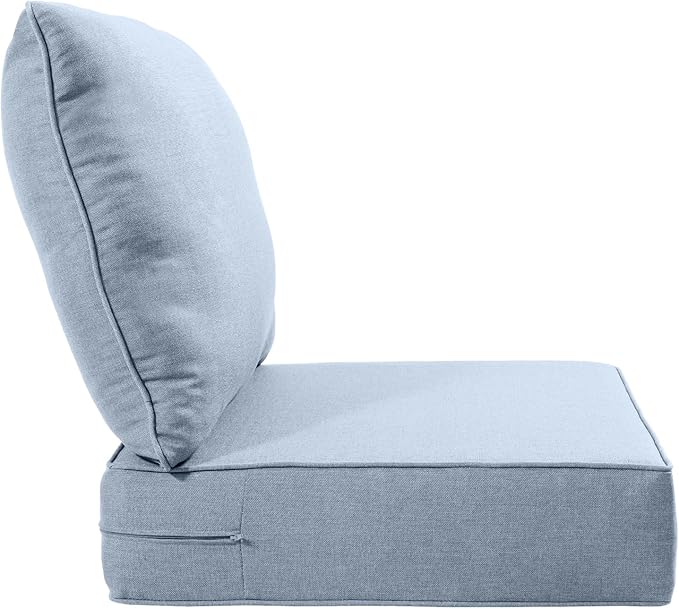 Luxury 24x24x6 Inch Outdoor Cushions for 5 Peice Patio Furniture Set - Set of 5 Water-Resistant Pillow for Dining Rocking Swivel Chairs Loveseat Couch Sectional Sofa - Baby Blue