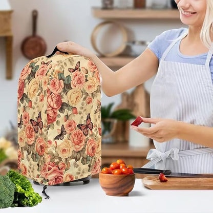 Retro Roses Butterflies Blender Cover Kitchen Coffee Maker Cover Dust Protection Romantic Home Decor for Blender Food Processor juicer Easy to Install Kitchen Appliance Cloth Cover