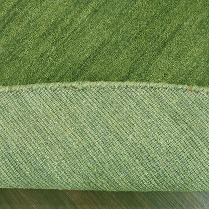 Hand Knotted Loom Wool ECO-Friendly Area Rugs - 8'x8', Round, Green Color, Solid Plain Design, High Pile Thick Handmade Anti Skid Area Rugs for Living Room, Bed Room (L00111)