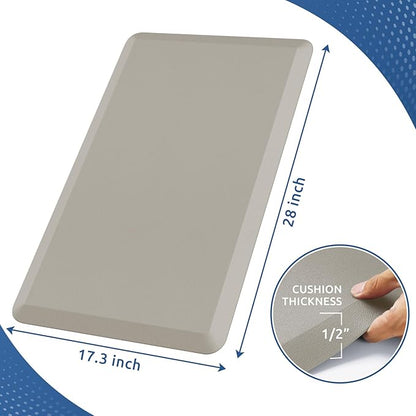 KitchenClouds Kitchen Mat Cushioned Anti Fatigue Rug 17.3"x28" Waterproof Non Slip Standing Desk Mat Comfort Floor Mats for Kitchen House Sink Office (Khaki)