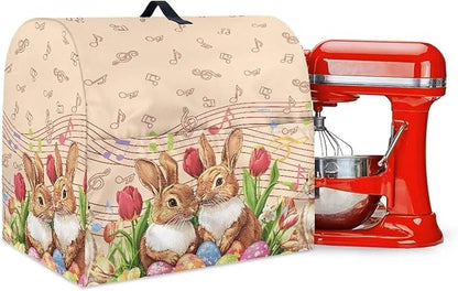 Generic Cute Rabbit Stand Mixer Cover for Easter Decor, Kitchen Dust Cover, 6-8 Quart, Lightweight, Waterproof, Polyester, Drawstring Closure, Top Handle, Pockets for Accessories