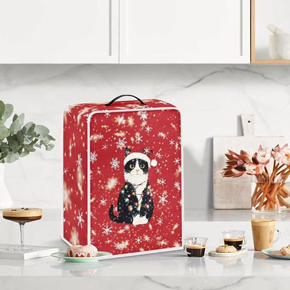 Coffee Maker Cover - Christmas Cat Dust Protector - Small Mixer Machine Covers - Washable Foldable