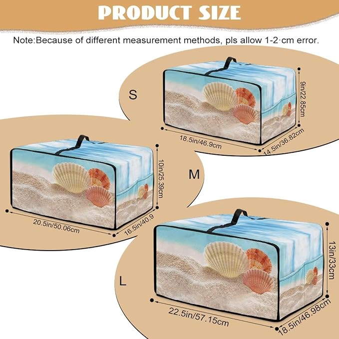 Toaster Oven Dust Cover Protective Microwave Oven Cover with Pockets, Small Appliance Decor for Kitchen Countertop, M, Beach Seashell