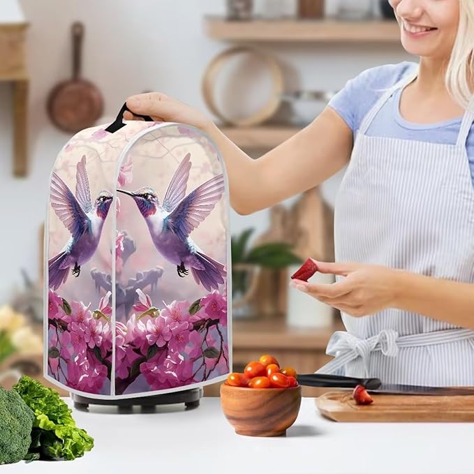 Talayituse Hummingbird Cherry Blossom Blender Dust Cover with Handle, Stand Mixer or Coffee Maker Appliance Cover Anti Fingerprint Dust Proof Stain Resistant Blender Cover for Home Kitchen