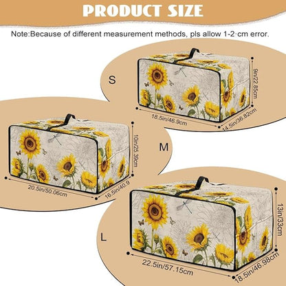 Microwave Oven Dust Cover Waterproof Toaster Oven Cover with Top Handle Dust-Proof Kitchen Appliance Protector Dirt and Fingerprint Protection, Sunflower Dragonfly Butterfly Letter Print, L