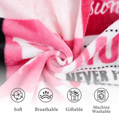 SOCHOW Giftable Throw Blanket for Mom, Super Soft and Cozy Gift for Birthday, Mother's Day from Daughter Son, Best Mom Ever Present Blanket, 50 x 60 inches, Pink